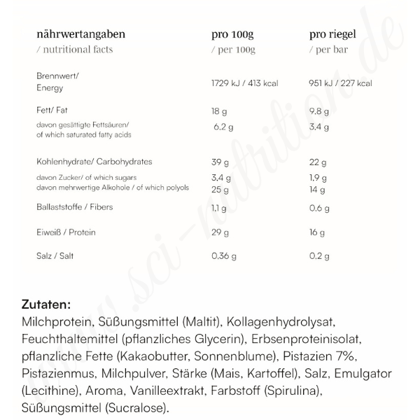 Protein Bar White Chocolate Pistachio