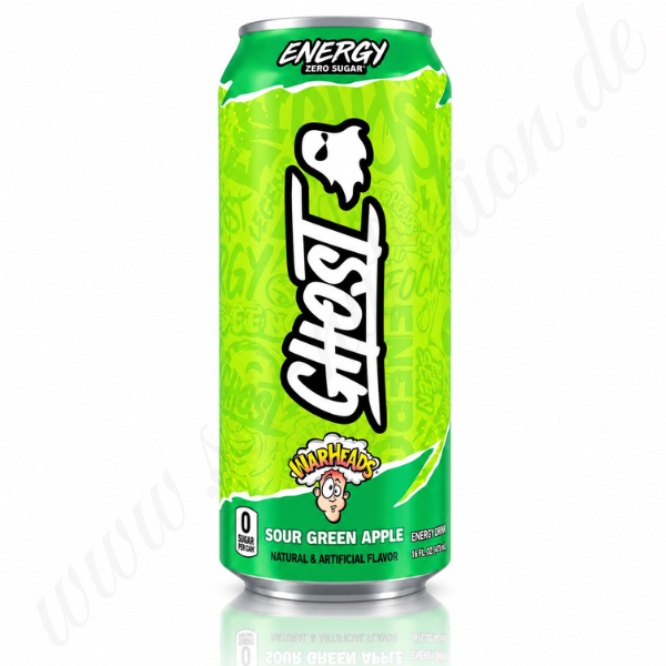Ghost Energy Warheads Sour Green Apple 473 ml US Import Energy Drink bei Sci Nutrition Berlin