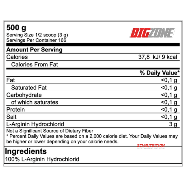Arginin HCL - Sci Nutrition Shop